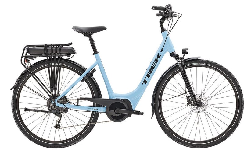 Trek Verve+ 2 Lowstep Azure s&auml;hk&ouml;py&ouml;r&auml; 400wh akulla